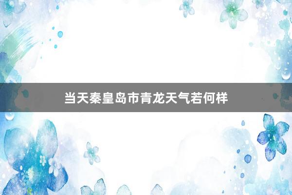 当天秦皇岛市青龙天气若何样